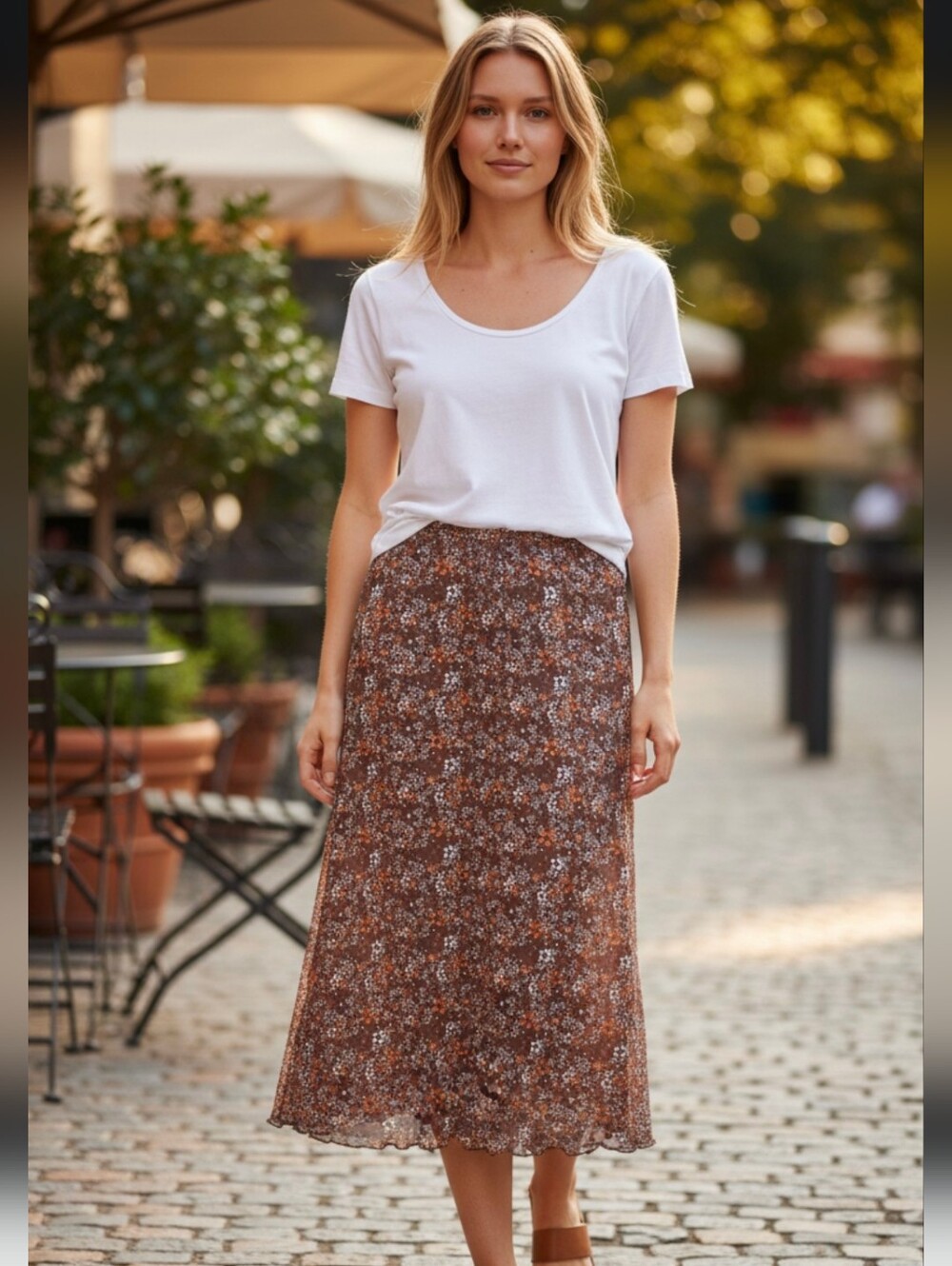 Super Pretty Brown Floral A-Line Skirt